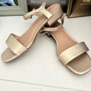 Kohl's Metallic Gold Block Heel Sandals